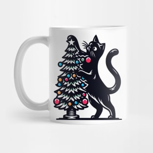 Black Cat Christmas Tree Mug